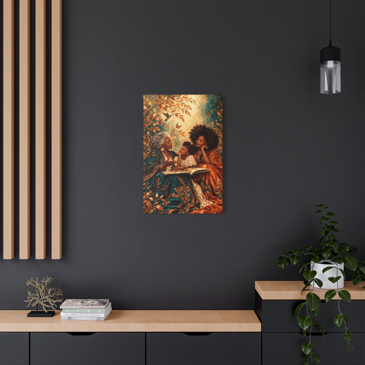 The Stories We Pass On | Black Family Canvas Wall Art | 20 × 30″