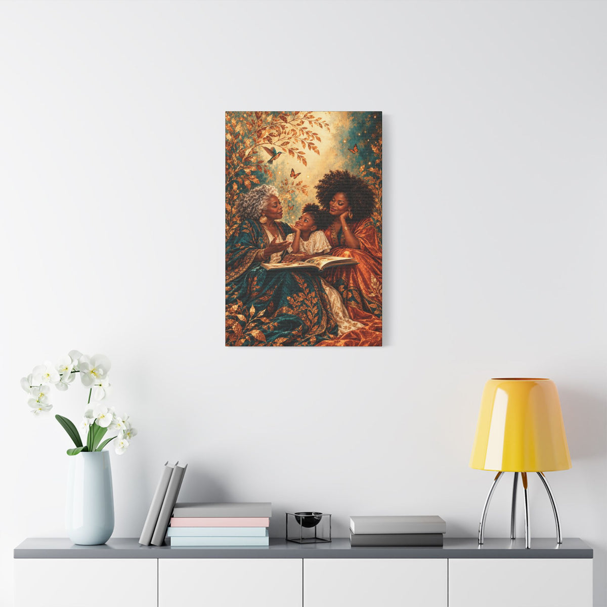 The Stories We Pass On | Black Family Canvas Wall Art | 20 × 30″