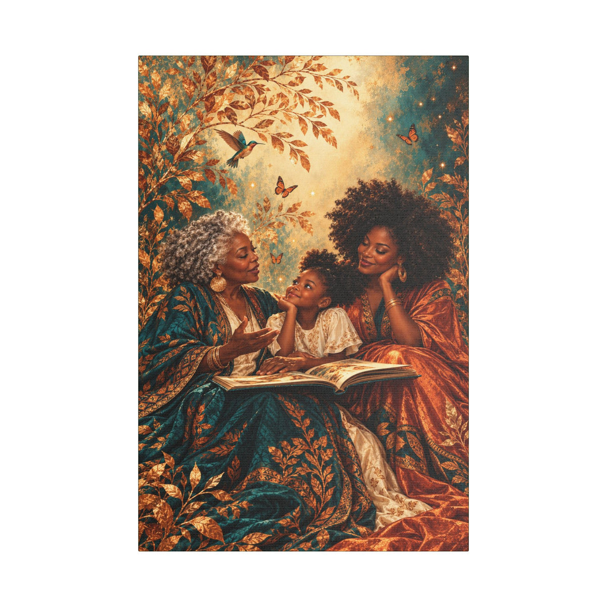 The Stories We Pass On | Black Family Canvas Wall Art | 20 × 30″