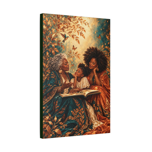 The Stories We Pass On | Black Family Canvas Wall Art | 20 × 30″