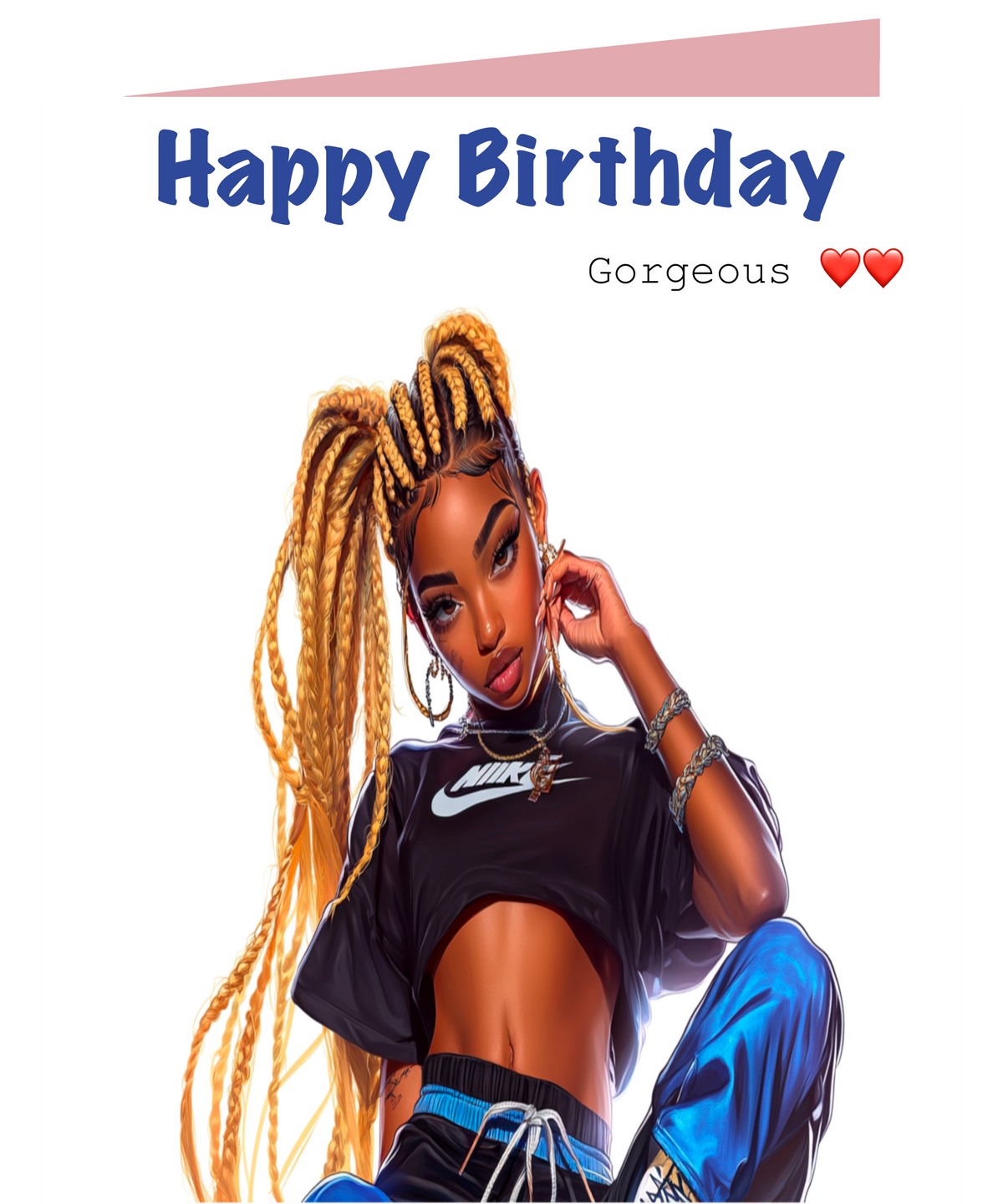 HS Birthday Card (Blonde box braids)