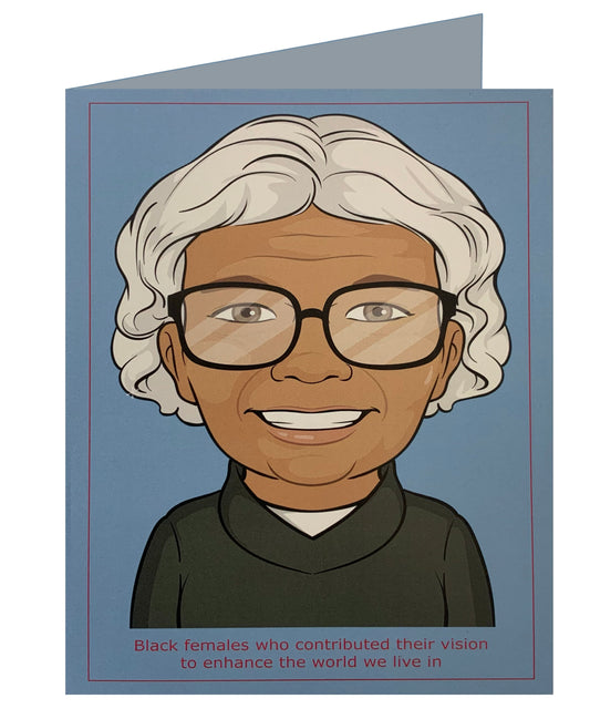 Bessie greeting card with a silver-haired illustrated portrait and glasses